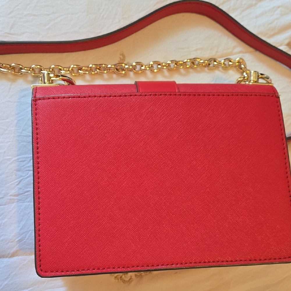 NWOT Michael Kors Red Crossbody Bag with Gold Accents - Picture 5 of 6